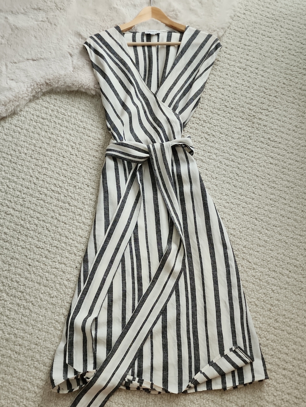 Evereve True Wrap Linen Blend Viscose Dress Sz Medium
